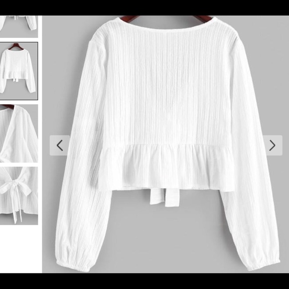 NEW SHORT KNOTTED BLOUSE WITH RUFFLES EDGES - Picture 2 of 4